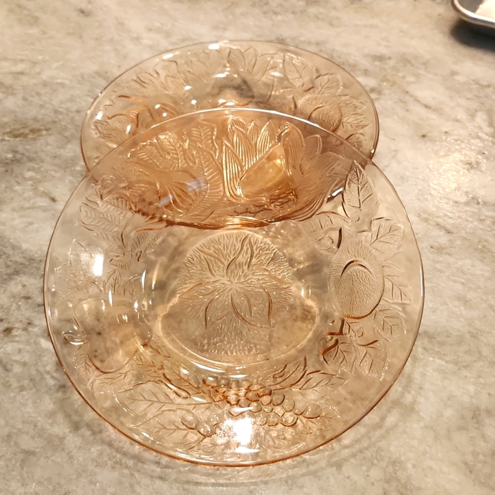 Vintage KIG Indonesia 8.75" Salad Soup Plate Bowl Lot of 2 dishes Pink Rose